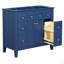 Meuble-lavabo simple 36 po avec 6 tiroirs et 2 armoires, ensemble de meuble-lavabo pour salle de bain, ensemble de meuble-lavabo avec cadre en bois massif, bleu (non inclus)