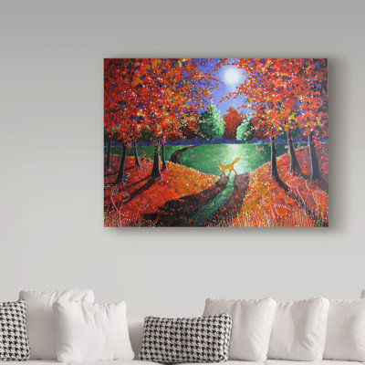 Hafner 'Autumn Moonlight' Watercolor Painting Print on Wrapped Canvas