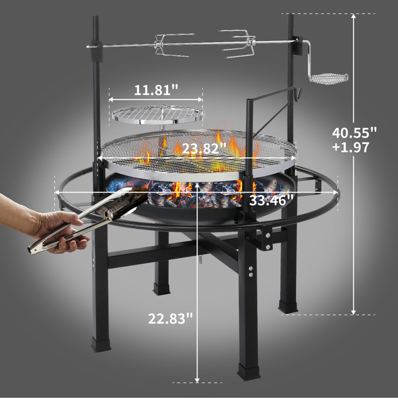 Vinsunny 23.82'' W Portable Charcoal Grill