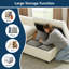 Repose-pieds de rangement en velours côtelé beige avec repose-pieds carré avec rangement dissimulé Pop-1236461667