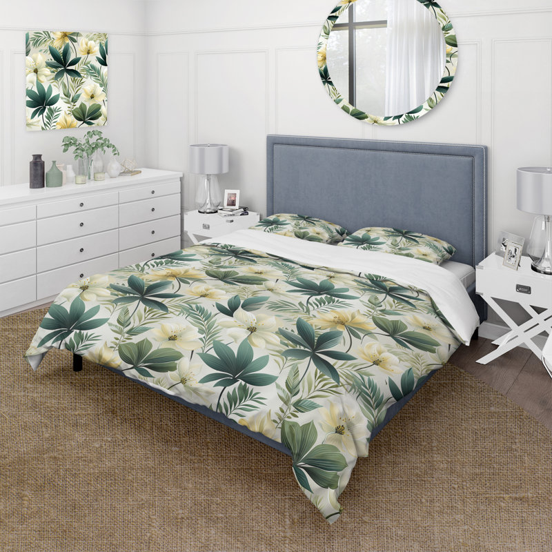 Literie Minimalist Flora, Housse de couette pour très grand lit et 2 très