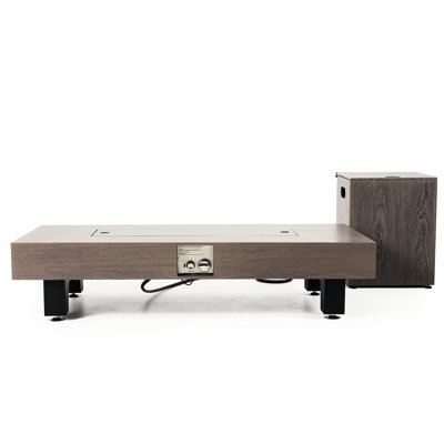 54 Inch Propane - Powered Outdoor Fire Pit Table, 50000Btu Patio Heater, Rain Cover, Walnut Wood Finish, Spacious Table Surface Gas With Rectangular Stainless Steel Burner, Easy Flame Intensity