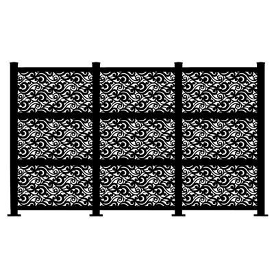 6.5 ft. H x 12.5 ft. W Laser Cut Metal Privacy Screen Fence, Decorative Outdoor Divider by Porpora