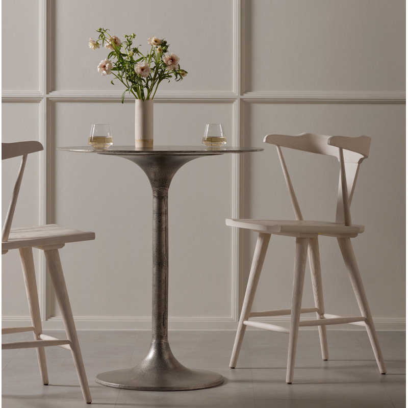 Roksana Bar Height Pedestal Dining Table, Raw Antique Nickel, Counter Height ( 36" Height)