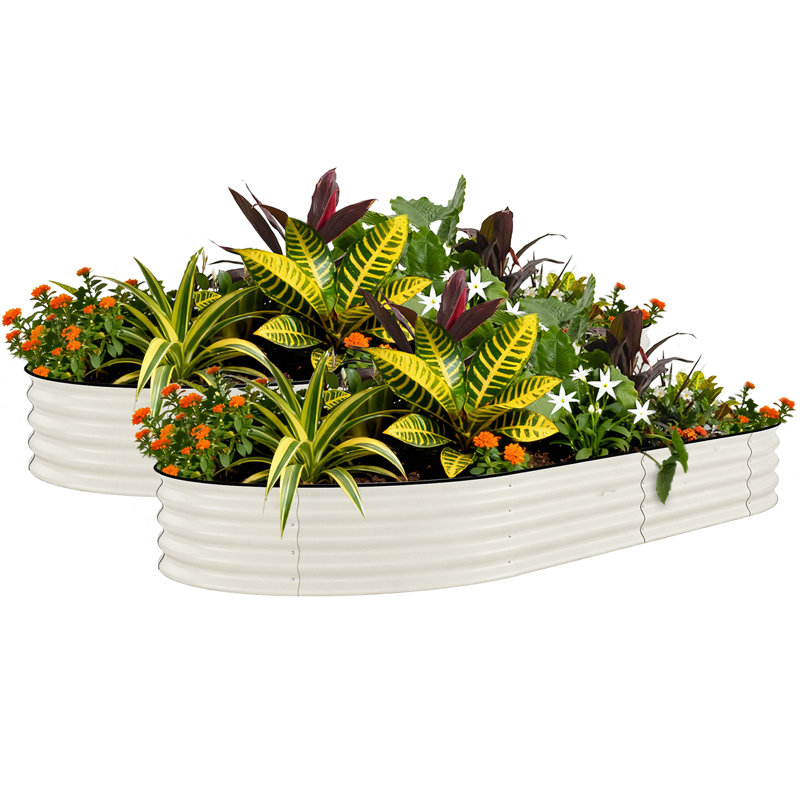 Metal Raised Garden Bed, Beige, 45cm H x 300cm W x 120cm D, 2