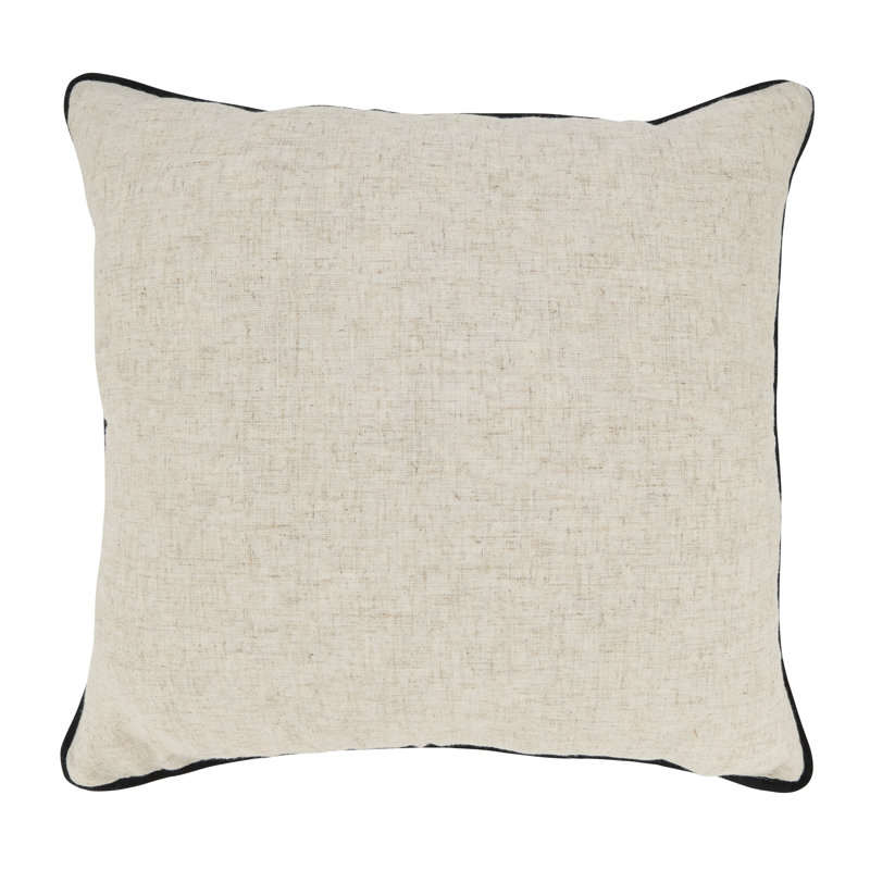 Toscana Beige and Black 20" Throw Pillow Cover with Piping