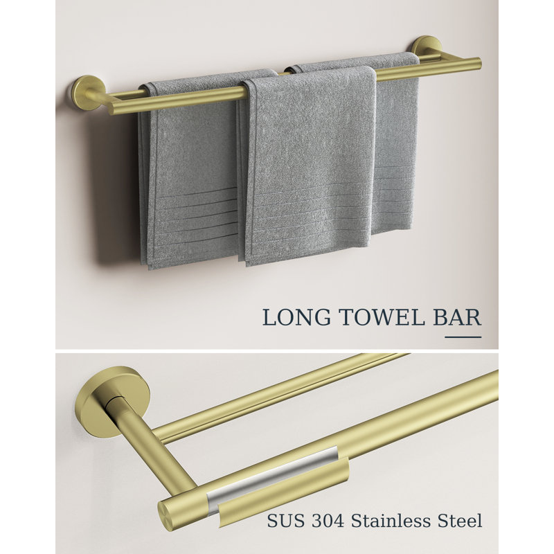 Radius 4-Piece Bathroom Hardware Set in Brushed Gold, Brushed Gold