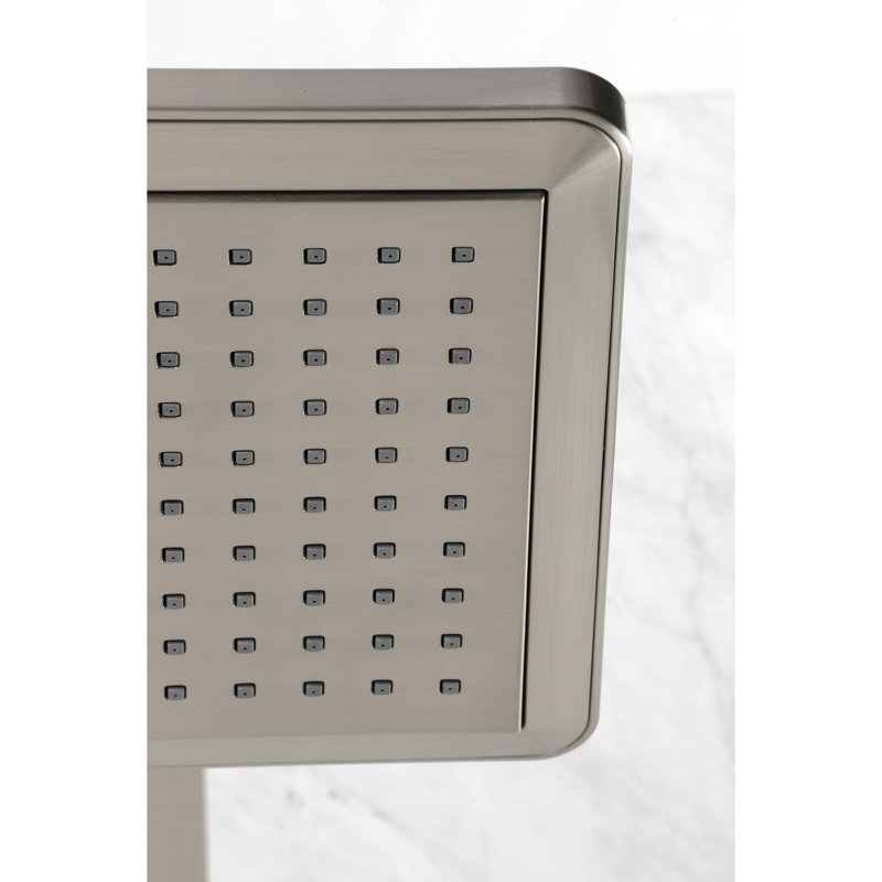 Pomme de douche carrée en ABS 9/8 po avec bras de douche 15-3 / 4 po Kingston, Nickel brossé