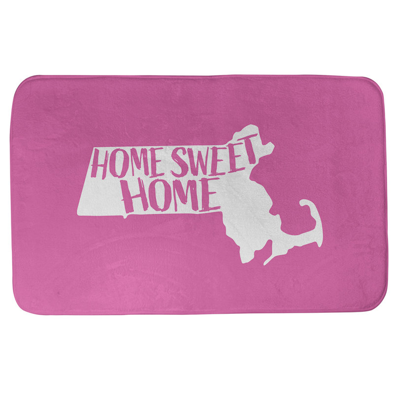 Tapis de bain antidérapant Colors, L 17 po x L 21 po, Orange, Home Sweet Massachusetts