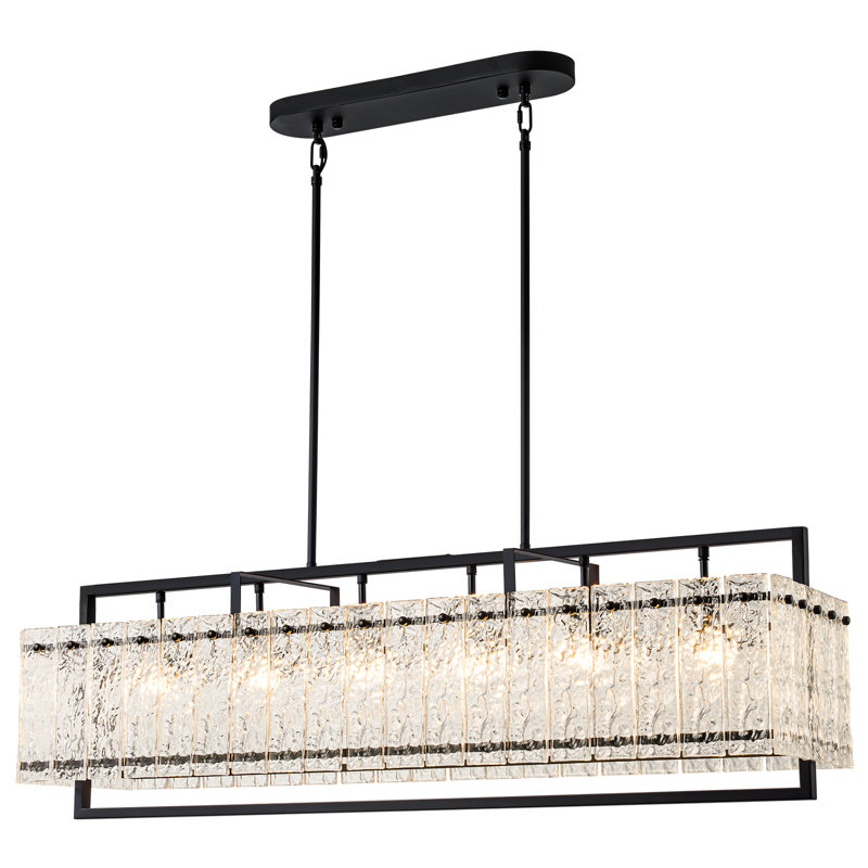 6-Light Dimmable Kitchen Island Pendant Rectangle Chandelier