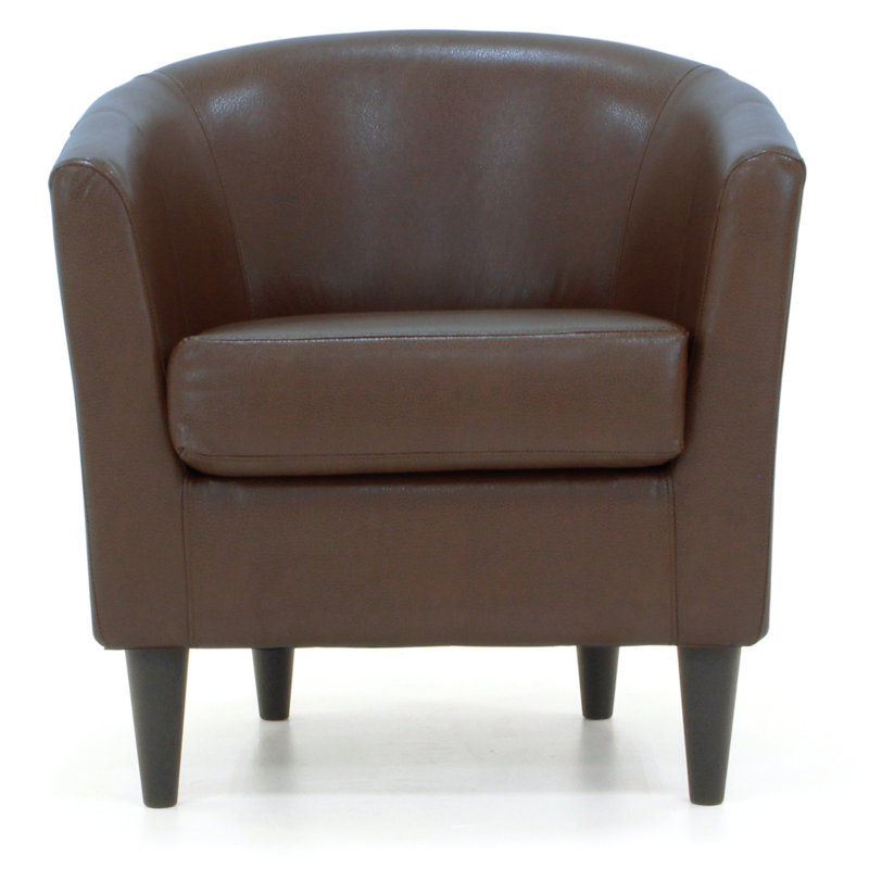 Fauteuil demi-tonneau de 31,5 po Kronos, Similicuir brun clair