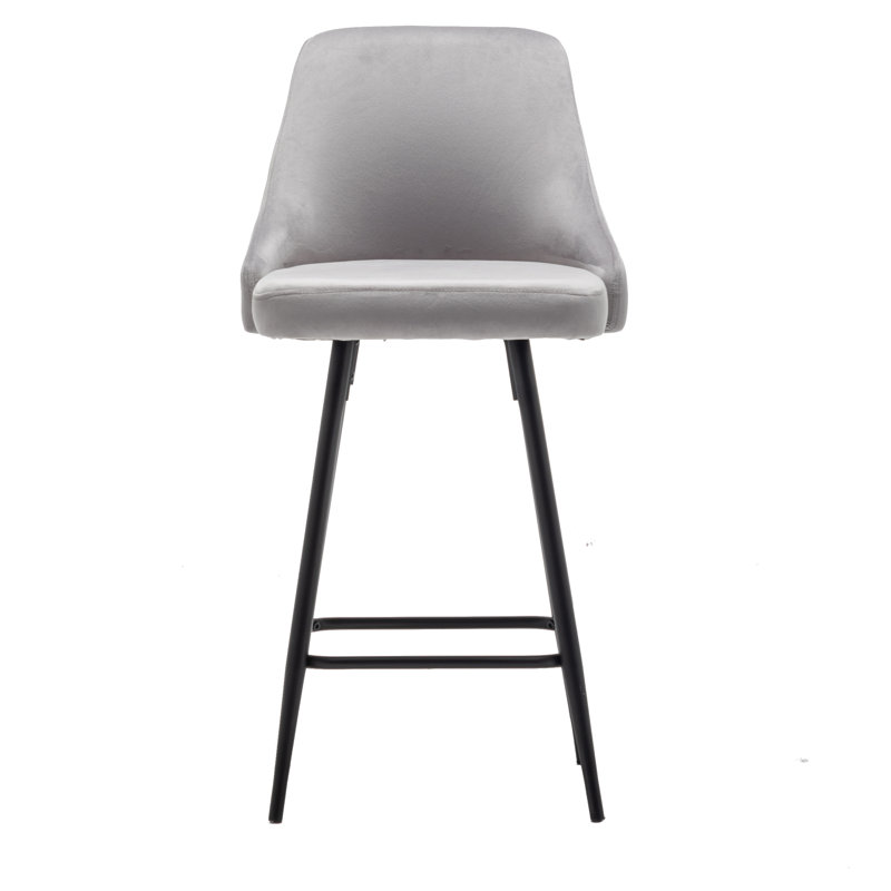 Courtdale Upholstered Counter Stool, Velvet-Gray, Black