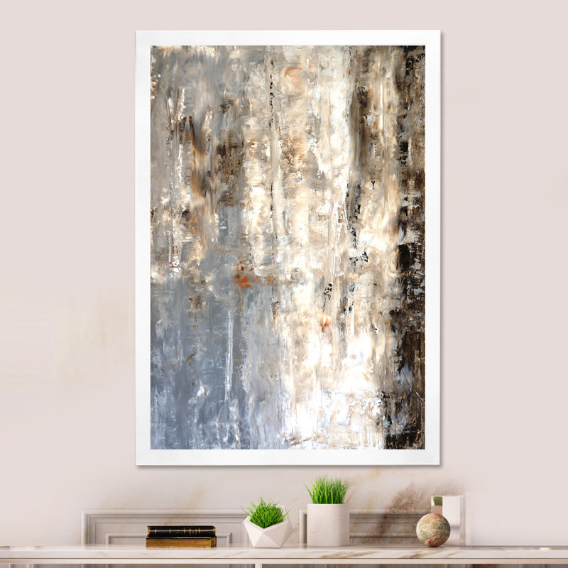 Art moderne gris et bleu II 2FDP47733, H 12 po x l 8 po x P 1 po, Cadre blanc