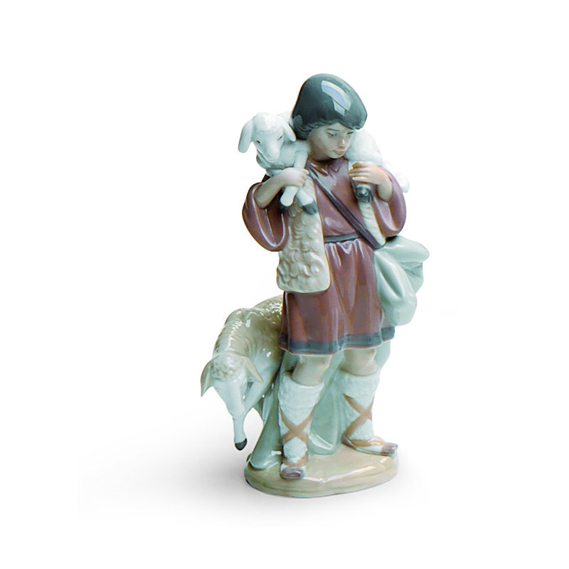 Figurine berger garçon, Brun / bleu / blanc