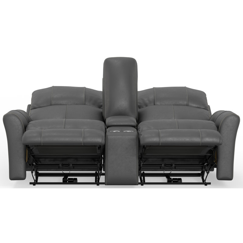 Causeuse inclinable électrique en cuir fleur Seibert, Gris