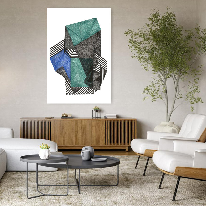 Art contemporain abstrait géométrique, H 48 po x l 32 po