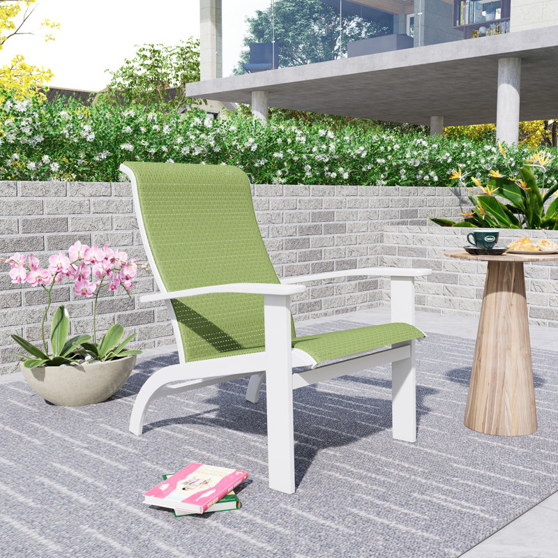 Lantha Patio Lounge Chair,  White, Green