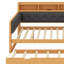 Lit de jour double avec lit gigogne, lit plateforme en bois avec tablettes de rangement, banc, station de charge et tête de lit tapissier-576299715