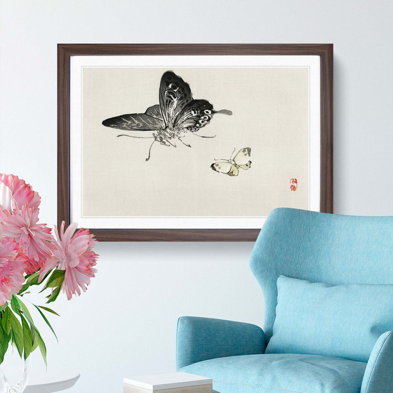 Butterflies by Kono Baireir - Picture Frame Graphic Art Print, Walnut Framed, 27cm H x 36cm W x 2cm D