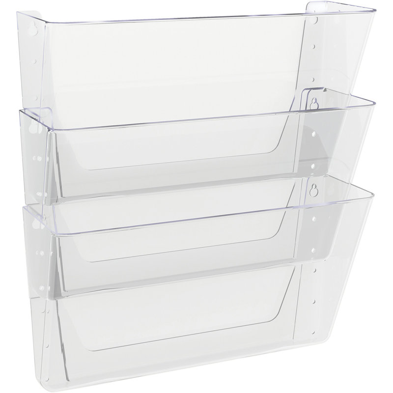 Clear Acrylic 3-Compartment Wall File Pocket System