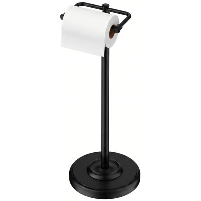 Toilet Paper Holder Stand, Vintage Freestanding Tissue Roll Holder, 304 Stainless Steel, Fits Regular and Mega Rolls, (Black)