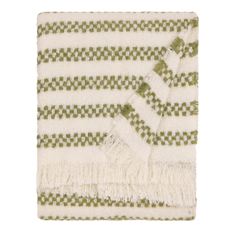 Clyde Machine Woven Throw Blanket, Green/Cream