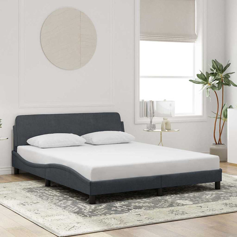 Cadre de lit vidaXL Gris foncé 152x203 cm Velours, Grand, Gris anthracite