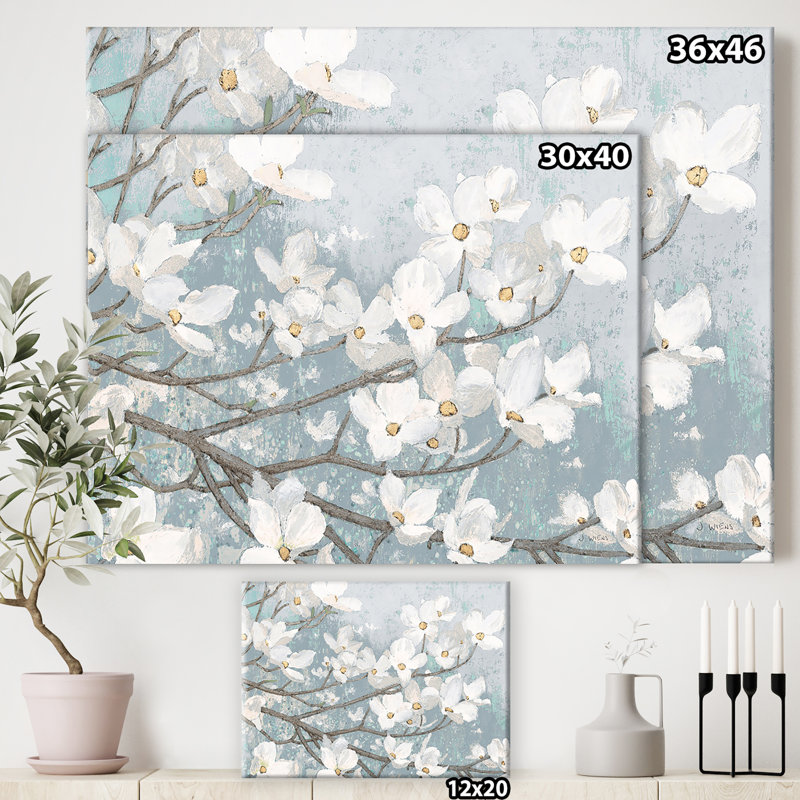 Bleu sur fond gris - œuvre d'art traditionnelle sur toile, H 30 po x l 40 po x P 1 po