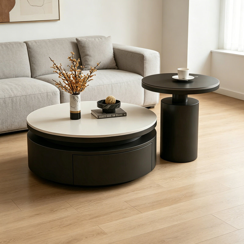 Petrillo, H 13,38 po x L 27,55 po x l 27,55 po, Blanc/Noir