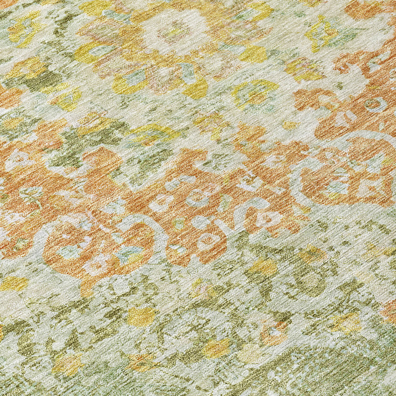 Machine Washable Indoor/Outdoor Claudian ACN1236 Aloe Rug, Rectangle 3' x 5'