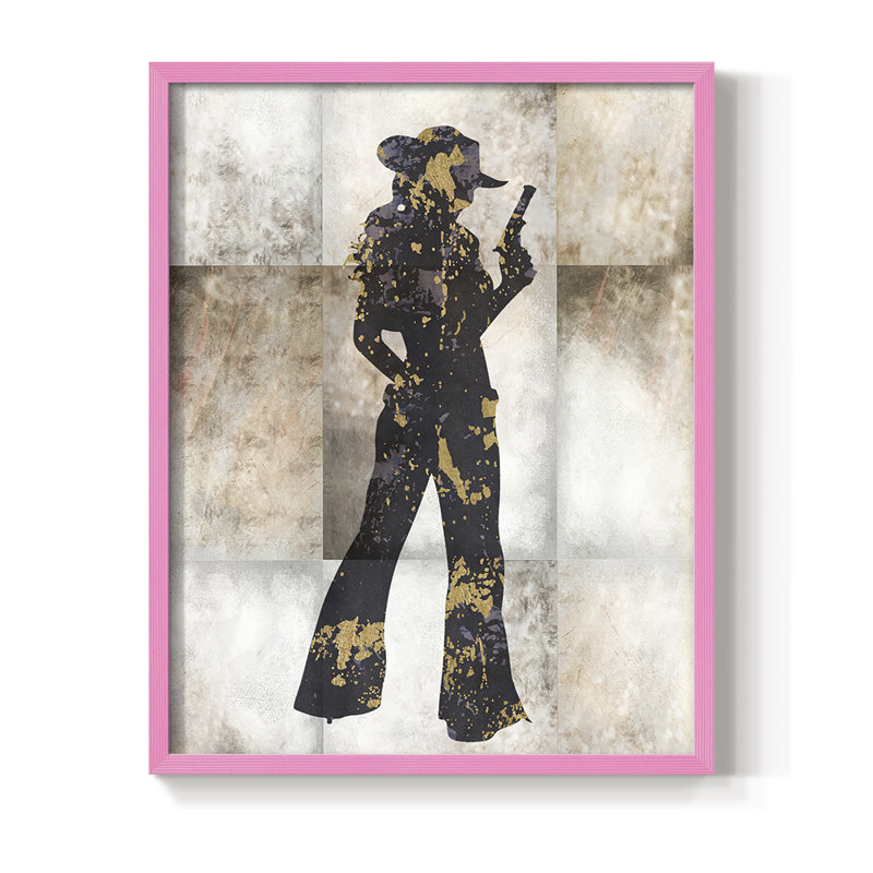 Cowgirl I, reproduction encadrée - bois massif, H 30 po x l 24 po, Rose