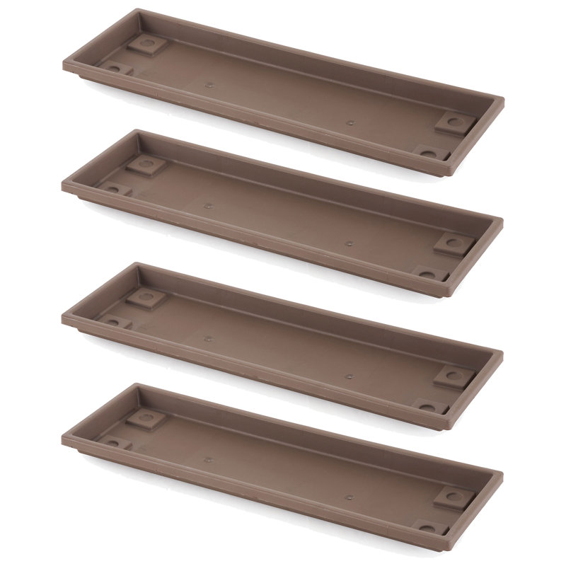 HC Companies Farmhouse Venetian 24 Inch Rectangular Flower Box Saucer (4 Pack)