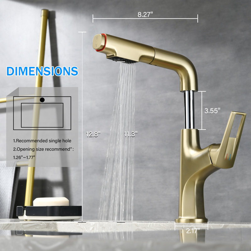 Pull-Down Vessel Faucet - Single Hole Bathroom Sink Faucet with Lift Spout & Dual Spray Modes, Brushed Nickel