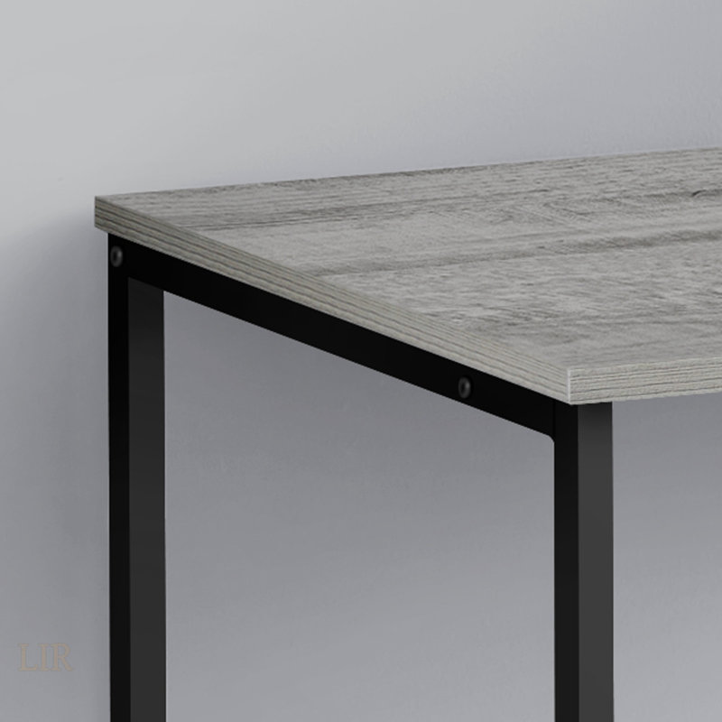 Bureau d'ordinateur moderne en stratifié gris avec tiroirs de rangement, polyvalent pour le bureau à domicile et les espaces compacts, à gauche ou à droite.