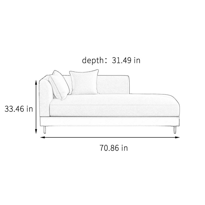 Chaise longue simple de qualité loisir, Blanc cassé/gris, Orienté à gauche (vu de face)
