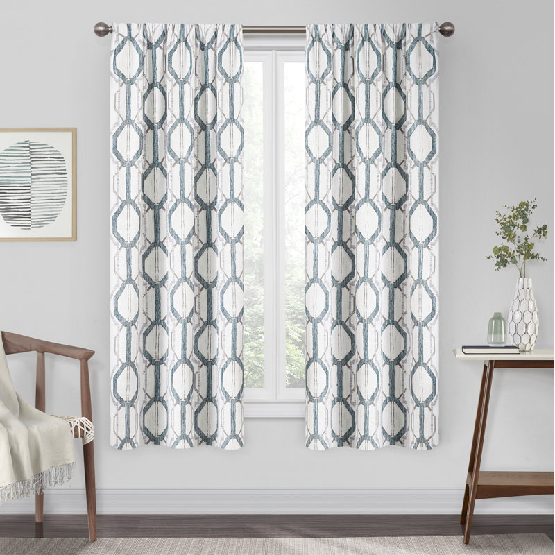 Eclipse Kendall Modern Thermaback Blackout Window Curtains, 84 Inch Long x 42 Inch Wide, Single Curtain Panel, Blue, Blue