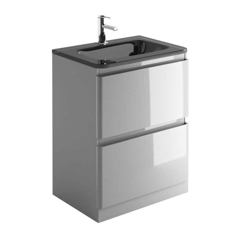 Fenix 594mm Single Bathroom Vanity with Integrated Glass Basin, Black