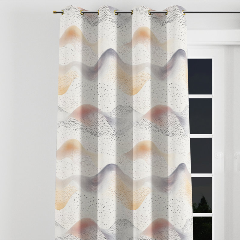 Rideaux occultant Modern - rideau à œillets à motif de vagues orange - 1 panneau, Œillets dorés, L 52 po x L 63 po