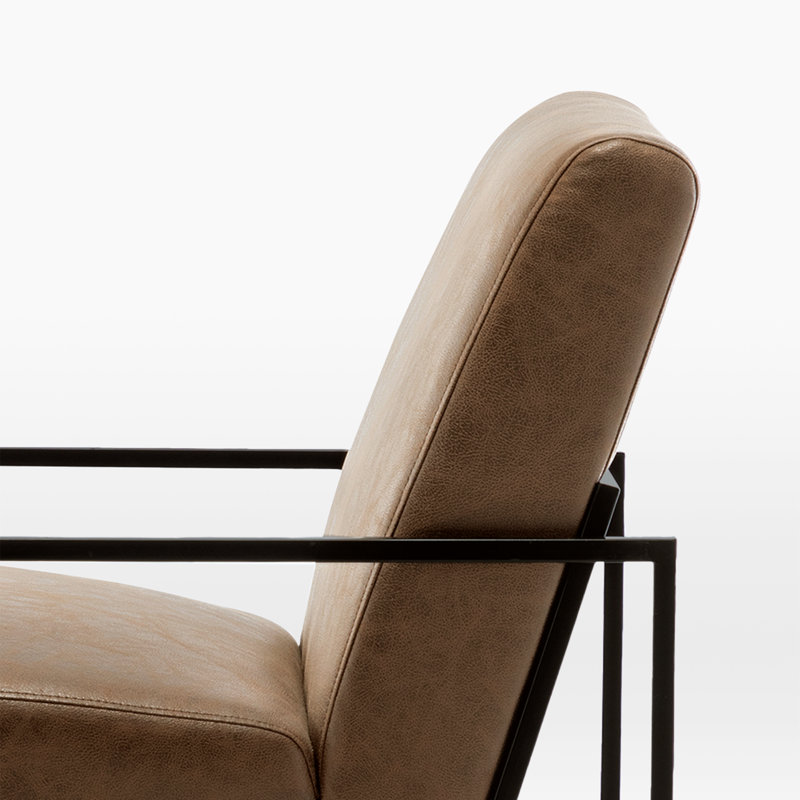 Fauteuil d'appoint en métal Ricci, Similicuir brun