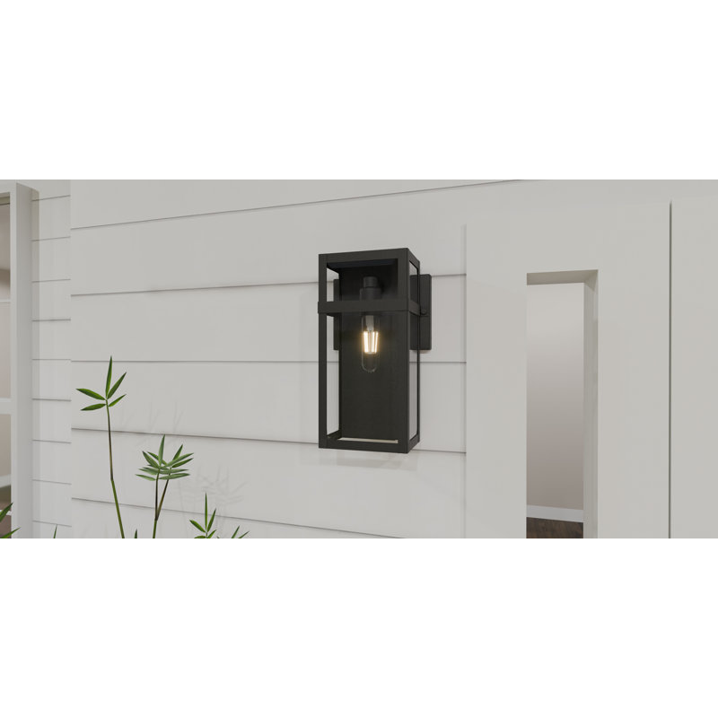 Idus 1-Light Matte Black Outdoor Wall Lantern, 13" H x 7.5" W x 5.5" D