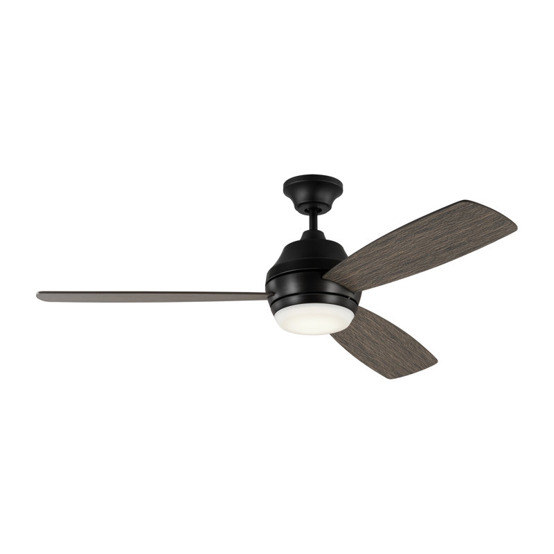 Ikon LED Downrod Ceiling Fan, Light Gray Weathered Oak, Aged Pewter