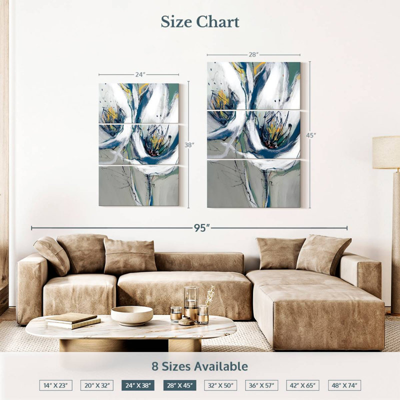 Avery Seafoam Blooms, 38" H x 24" W