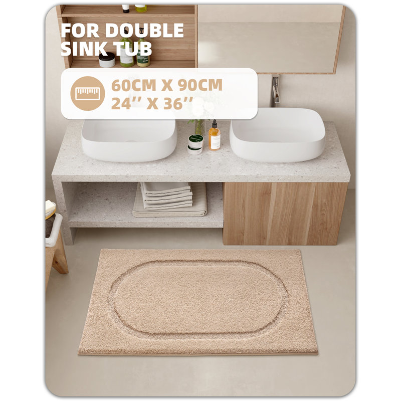 Wesleigh Non-Slip Bath Rug, Beige, 24" W x 36" L