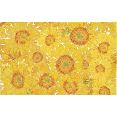 Sunflower Bath Rug Spring Summer Sunflower Bath Mat Yellow Flowers Doormat Non Slip Absorbent Plush Bathroom Rug 20X32 Inch