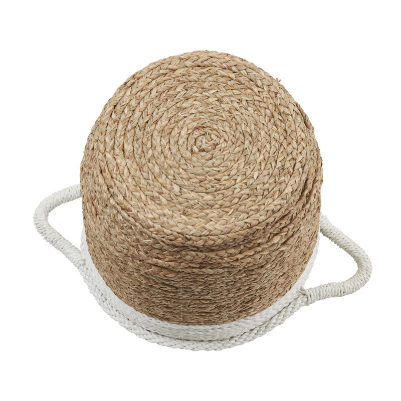 Rustic Beige and White Woven Pandanus Storage Baskets, Set of 3