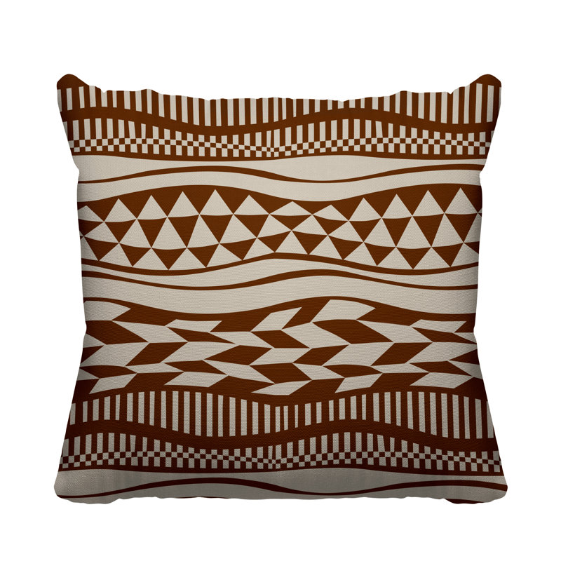 Kisi Geometric Outdoor Reversible Throw Pillow, Toffee, 19H" x 19W"