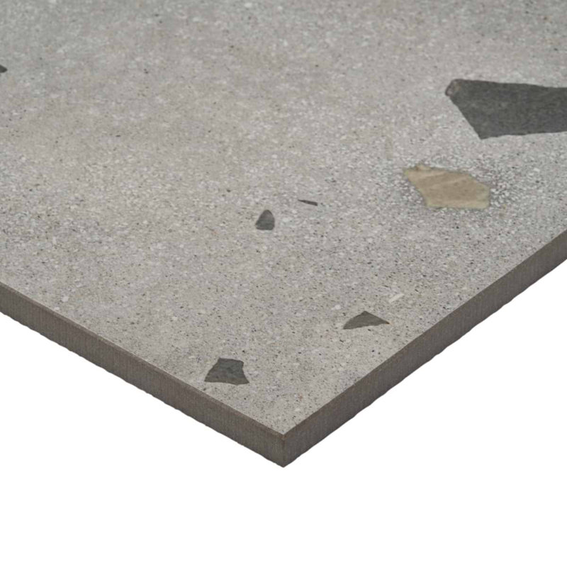 Kobe 24x48 Matte Terrazzo Look Porcelain Tile, Smoke Gray