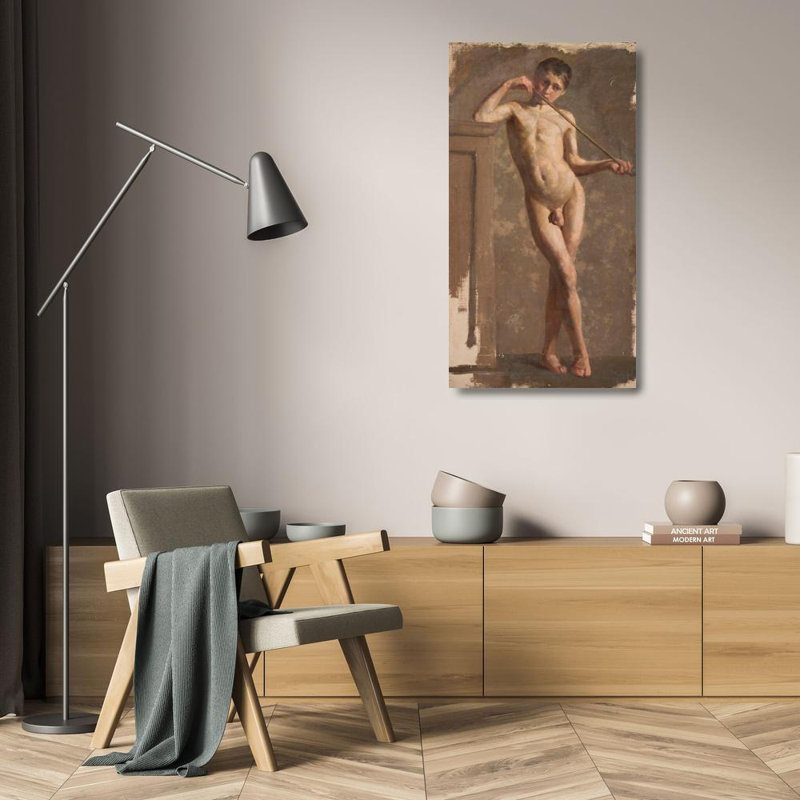 "Nude d'un garçon debout" par Kazimierz Alchimowicz - Toile tendue avec châssis, H 24 po x l 17 po