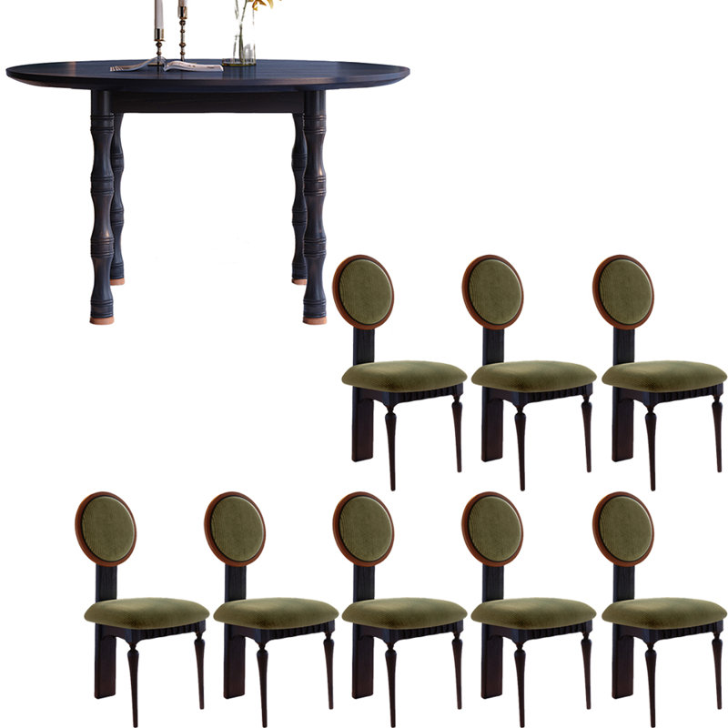 Ensemble de table à manger de style français rétro noir, H 29,5 po x L 51 po x l 51 po