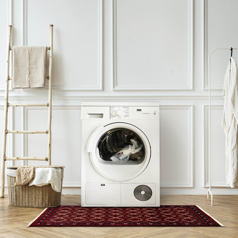 Tapis bleu marine foncé en laine noué à la main de conception unique 3 pi 1 po x 6 pi New Age